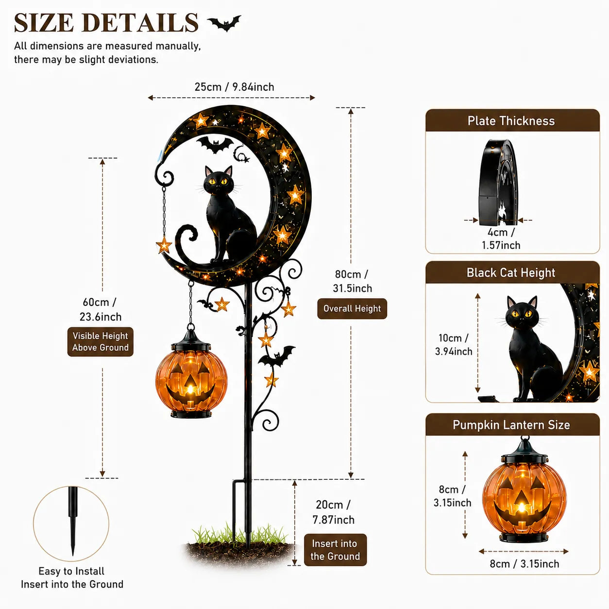 šSolar Halloween Black Cat Garden Stake Light