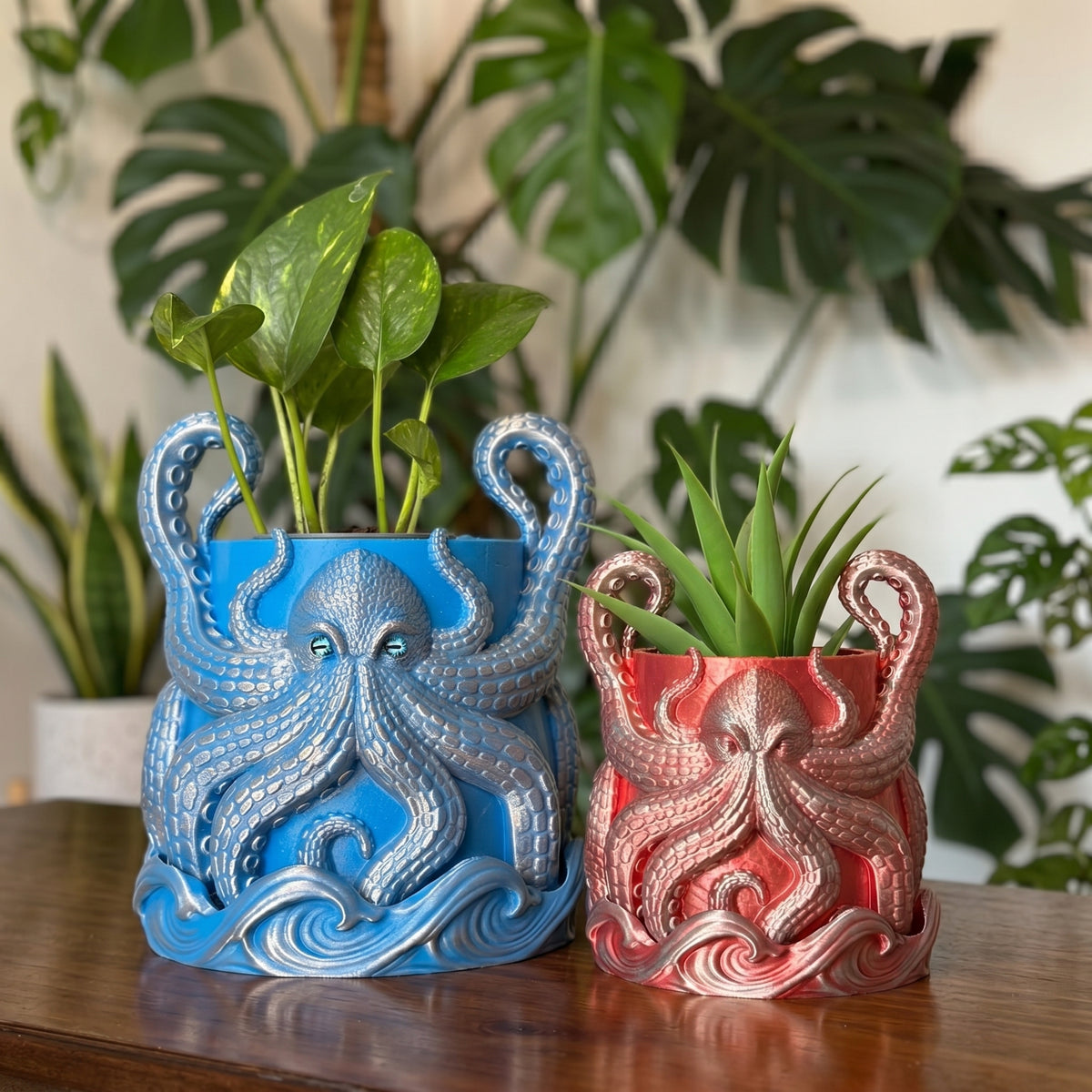 3D Printed Kraken Planter β Octopus Planter with Tray