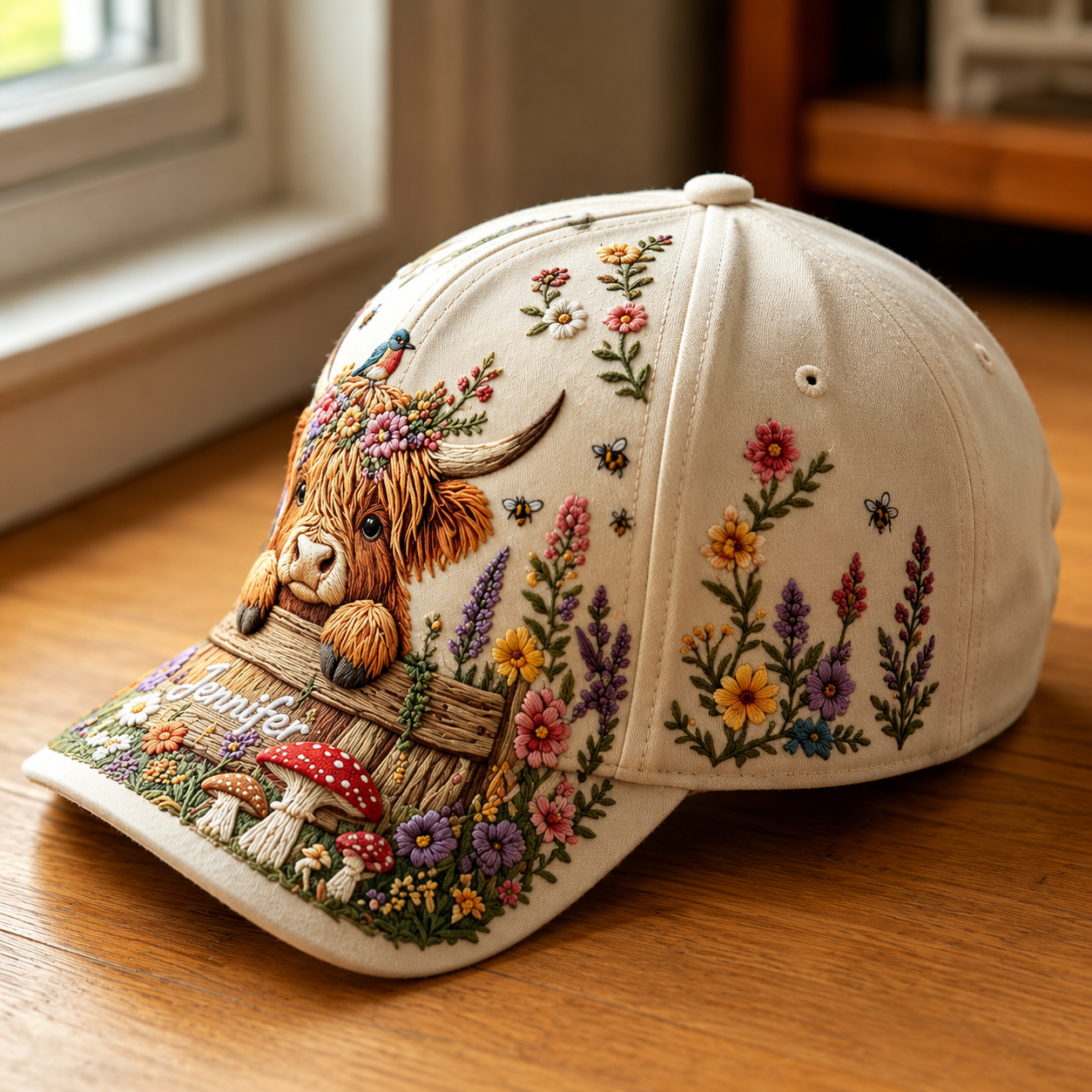 šš¦Personalzied Floral Highland Cow Cap