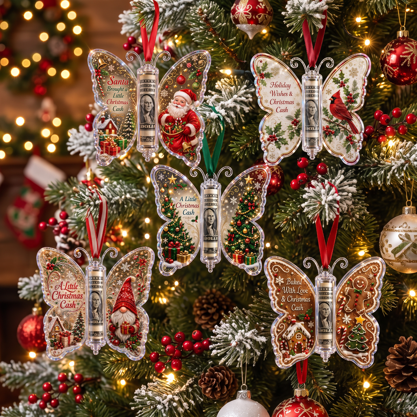 ๐ฆ Butterfly Christmas Money Gift Ornament