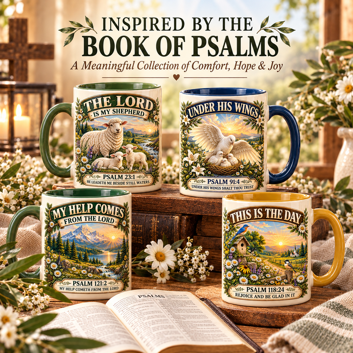 ✝️ Psalms Scripture Ceramic Mug Collection