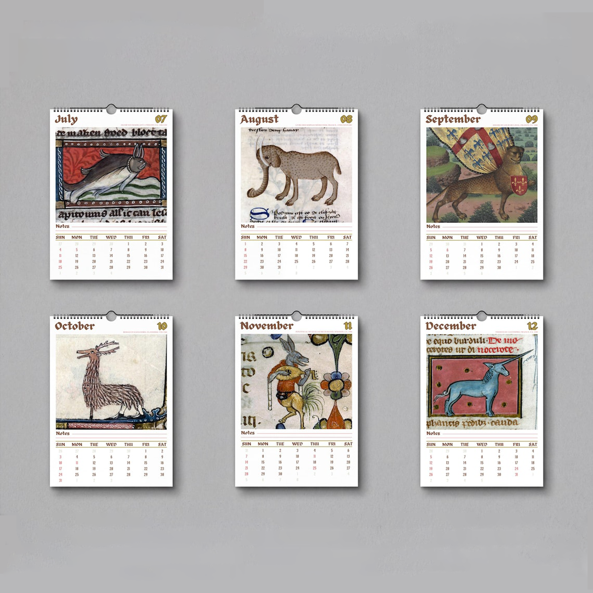 Ugly Medieval Animals 2027 Wall Calendar – Funny Historical Illuminated Manuscript Art Monthly Planner