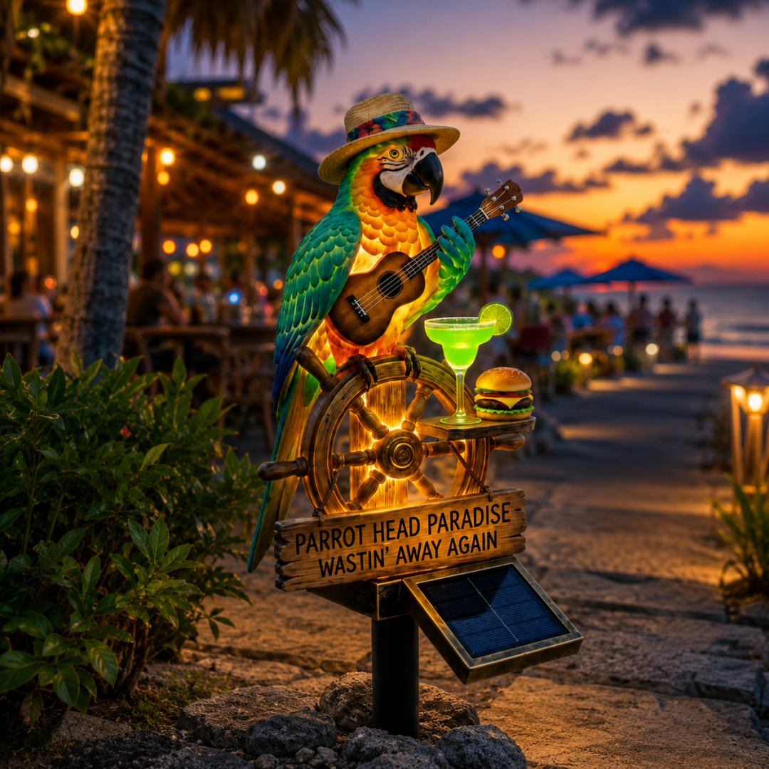 š“ "Tropical State of Mind" Solar-Powered Parrot Light ā Your 24/7 Vacation Mode, Activated š