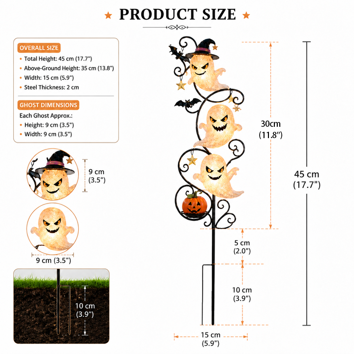 Solar Halloween Little Ghost Garden Stake Light