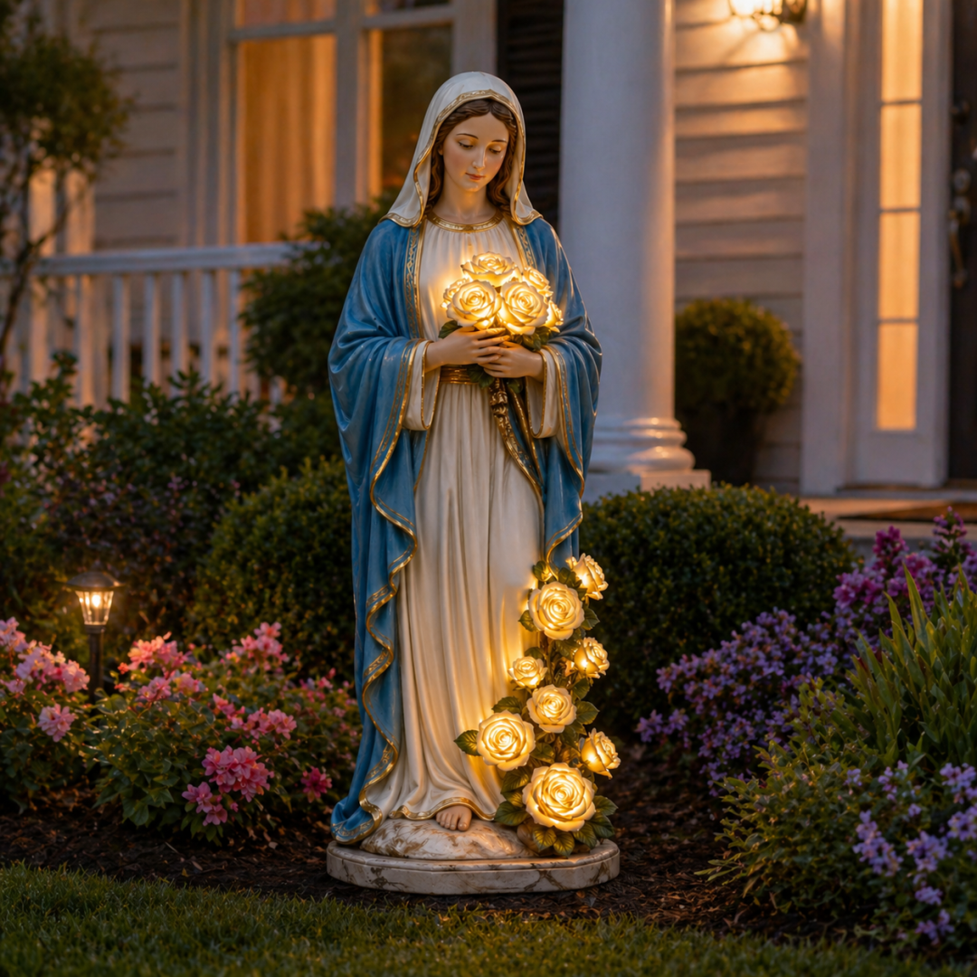 🕯️ Holy Illumination: Virgin Mary & Jesus Resin Statue Light