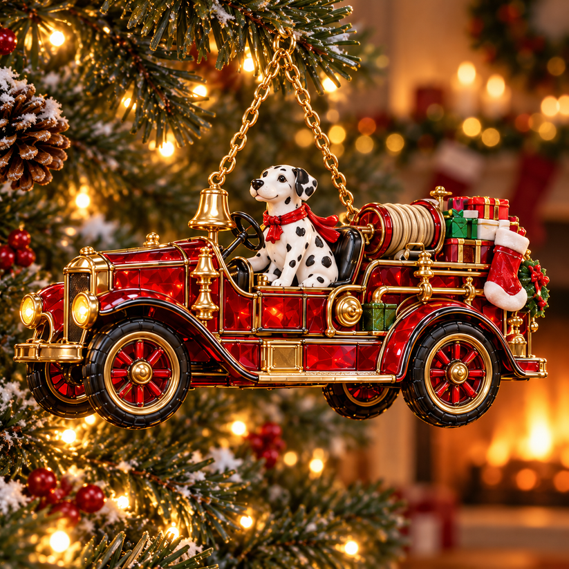 π 2026 Vintage Fire Truck Christmas Ornaments