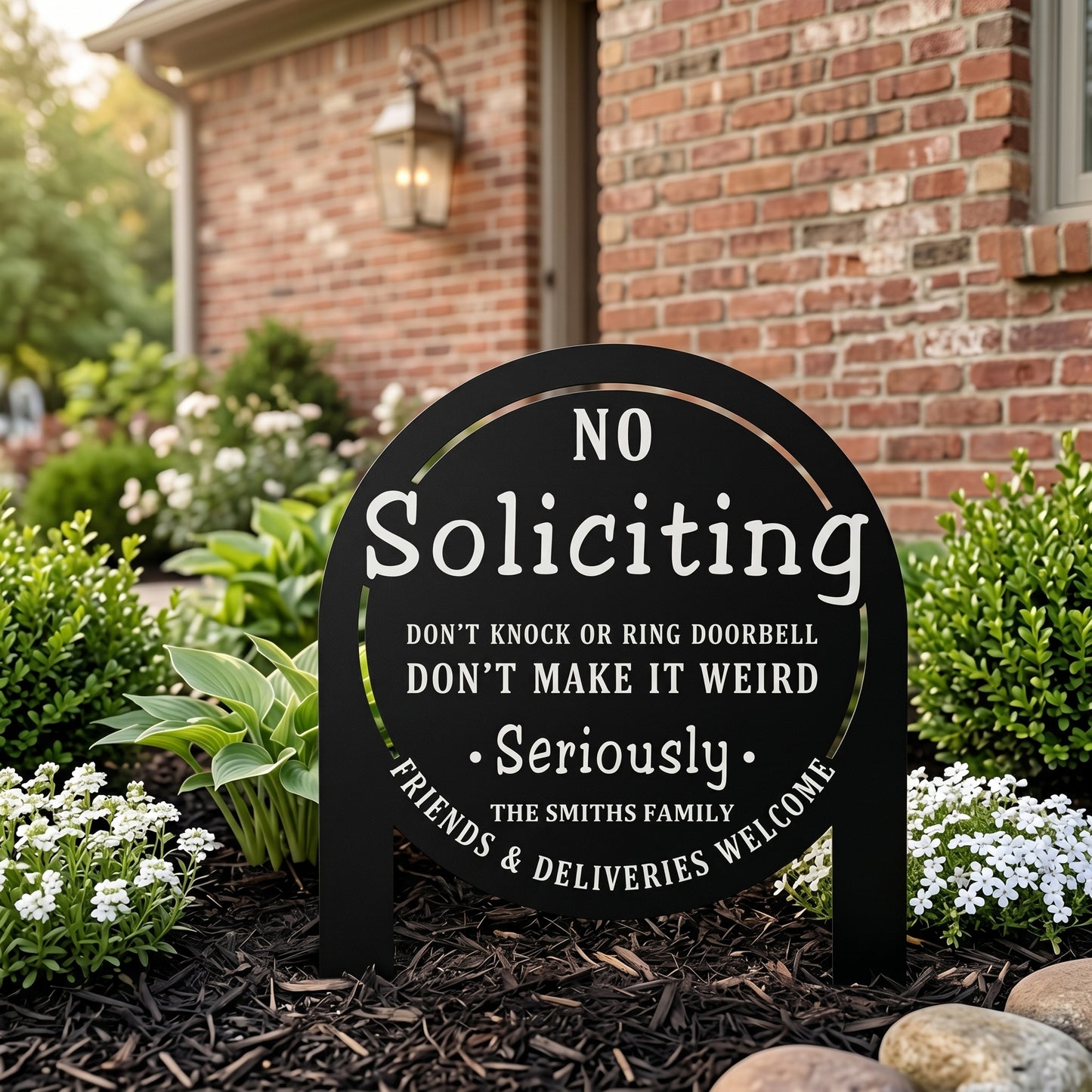 Personalized "No Soliciting" Yard Sign – Custom Family Name, Bold Statement