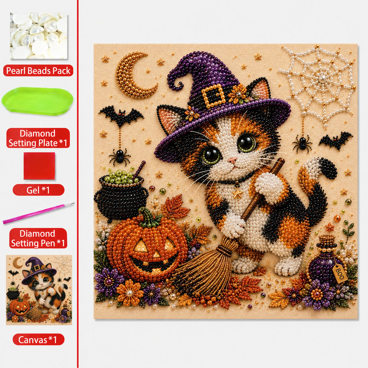 🎃DIY Halloween Cat Pearl Bead Painting Kit