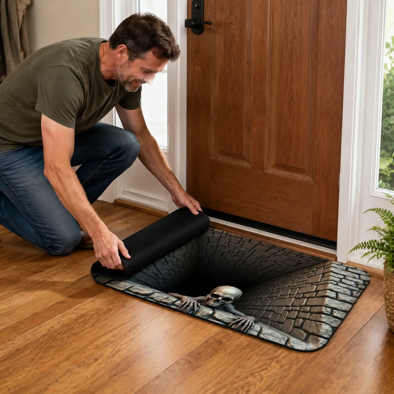 đ 3D Skull & Brick Hole Doormat â Halloween Decor Thatâs ActuallyScary and Fun