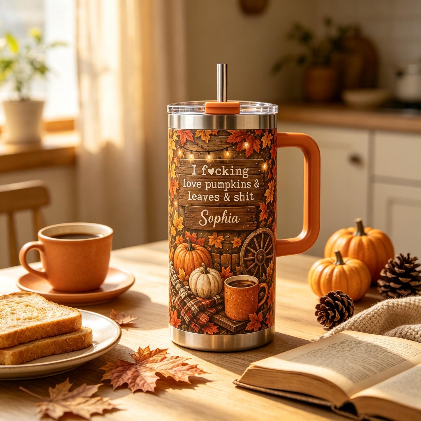 Personalized Fall Pumpkin Tumbler Gift Set