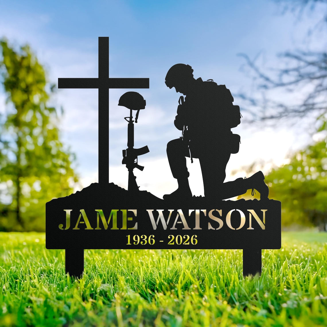 Personalized Soldier Memorial Stake Sign-Fallen Tribute Yard Decor