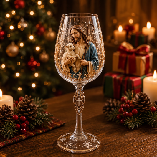 🎅 2026 Christmas Gift 50% Off – Faith & Grace 3D Christian Wine Glass Set