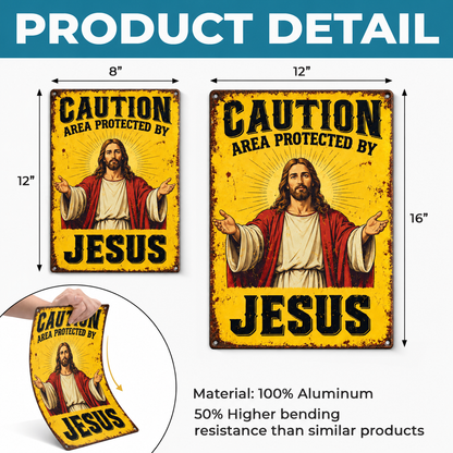 Jesus Protects This Home Vintage Metal Tin Sign