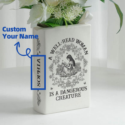 📚 Personalized Ceramic Book Vase – Home Decor Gift for Book Lovers
