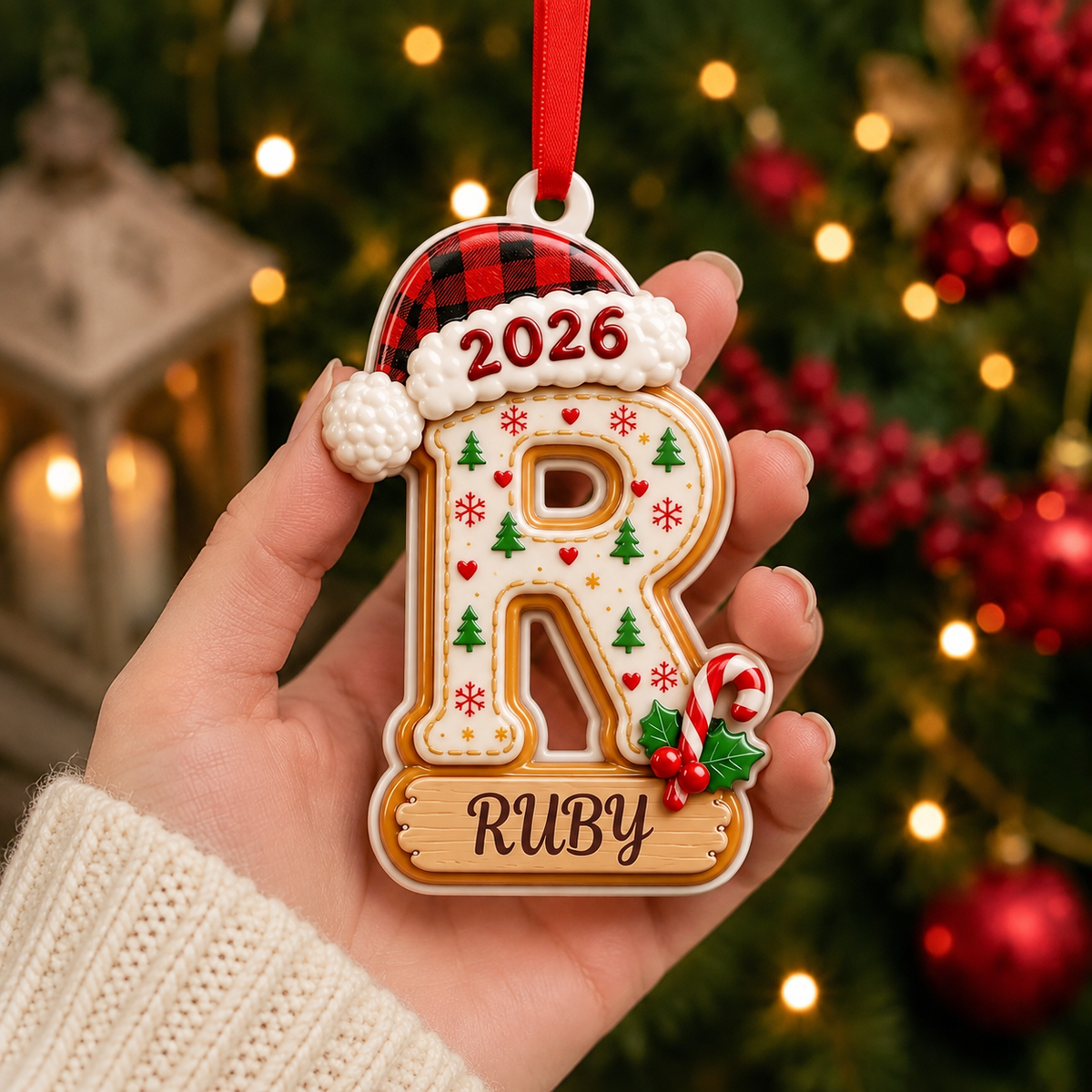 🎄 Personalized Initial Christmas 3D Relief Ornament