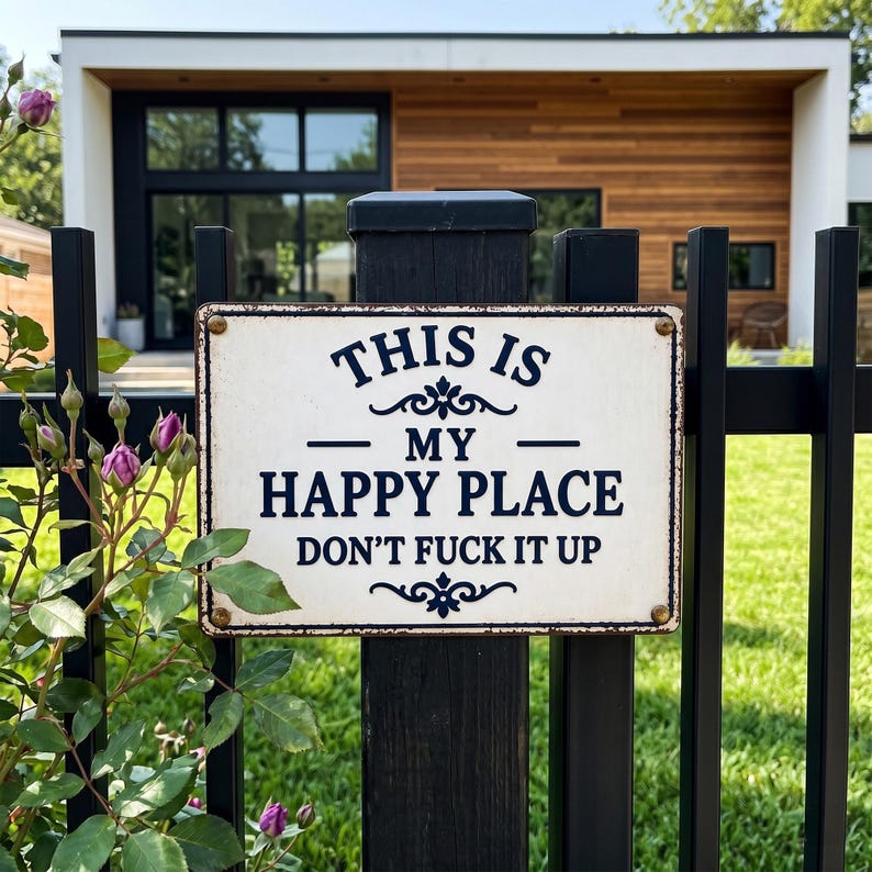 Custom "My Happy Place" Metal Sign