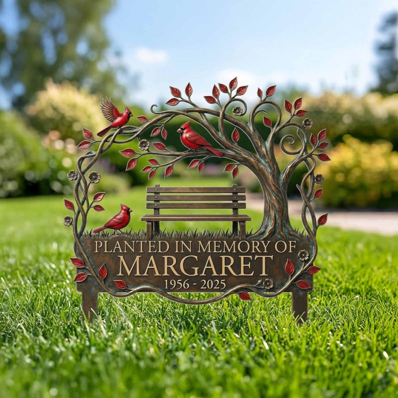 Personalized Cardinal Memorial Garden Stake