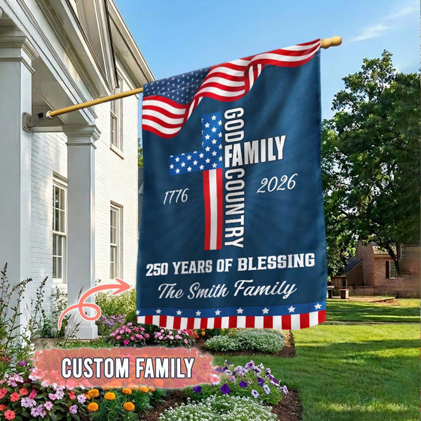 Personalized 250 Years of Blessing Garden Flag