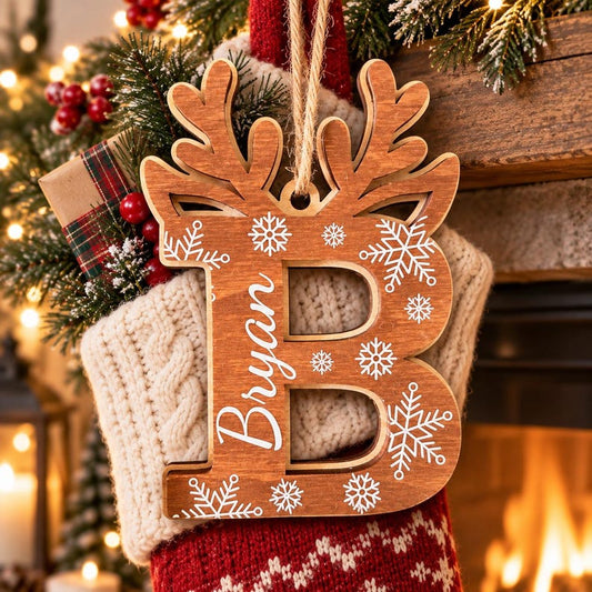 Custom Reindeer Initial Ornament