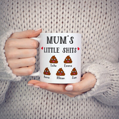 Personalized Mum Gift – "Mum's Little Shits" Mug and Coaster Set