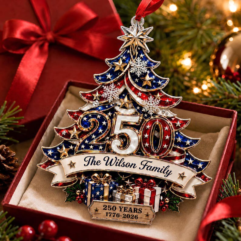 Personalized USA 250th Anniversary Christmas Ornament