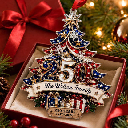 Personalized USA 250th Anniversary Christmas Ornament