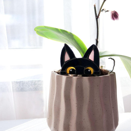 🐱 Stained Glass Cat Plant Topper – Whimsical Garden Decor