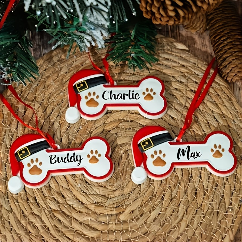 🐾 Personalized Dog Bone Christmas Ornament – Festive Pet Keepsake Collection