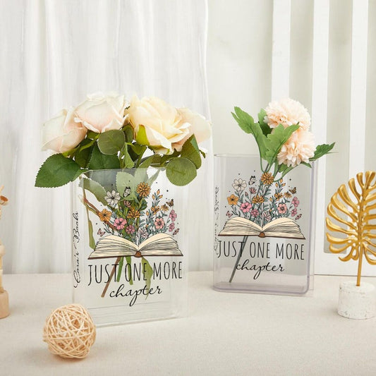📖 Personalized Acrylic Book Vase – Custom Name Gift for Book Lovers