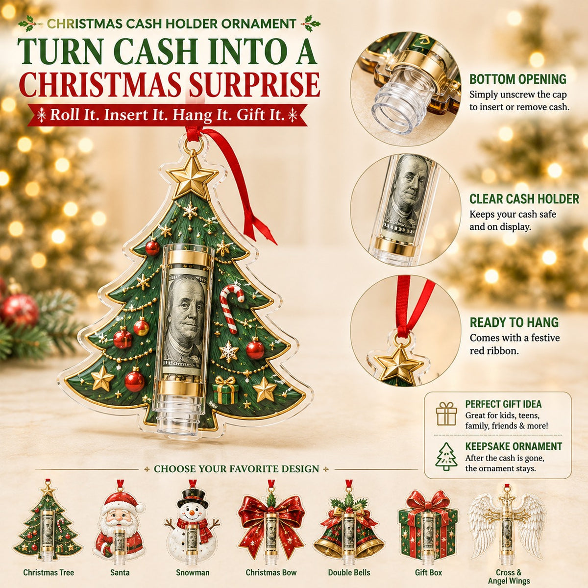 🎄 Christmas Cash Holder Ornament — Turn Cash Into a Christmas Surprise 💵✨