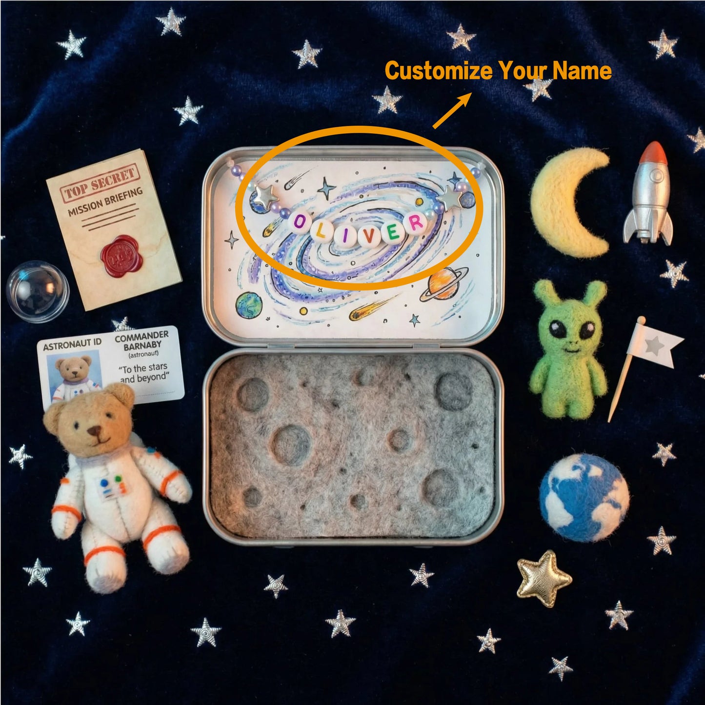 Personalized Name Astronaut Teddy Bear with Space Theme Gift Box, Anxiety Relief Plush Toy, Emotional Support Comfort Doll for Kids/Boys/Girls