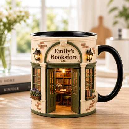 ☕ Personalized Bookstore Mug – Custom Book Lover Gift, Cozy Reading Nook Coffee Cup