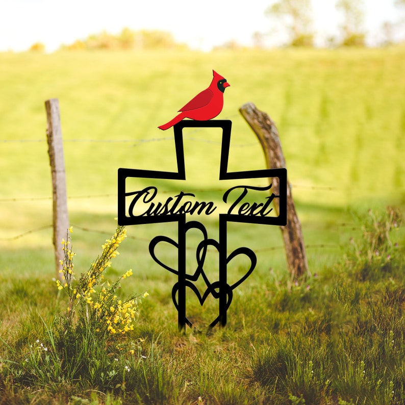 🐦 Custom Cardinal Memorial Stake – Laser Cut Metal Garden Sign