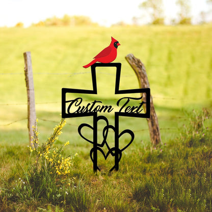 🐦 Custom Cardinal Memorial Stake – Laser Cut Metal Garden Sign
