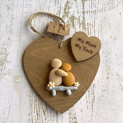 ❤️Personalized 'My Mum My Rock' Wooden Hanging Ornament – Handmade Gift for Mum