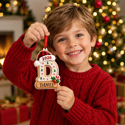 🎄 Personalized Initial Christmas 3D Relief Ornament