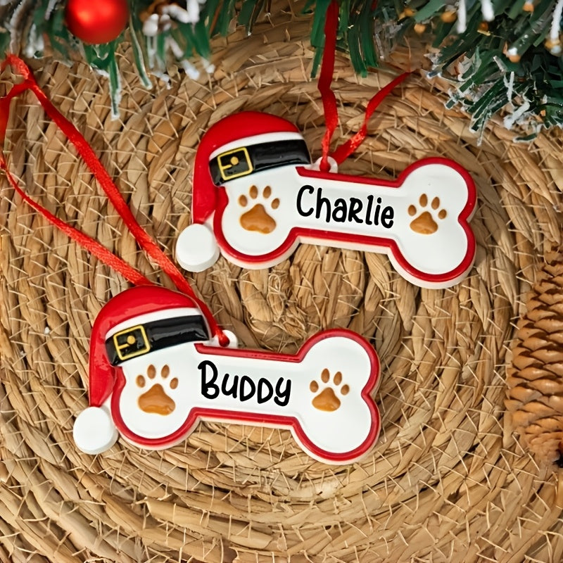 🐾 Personalized Dog Bone Christmas Ornament – Festive Pet Keepsake Collection