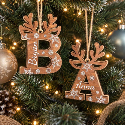 Custom Reindeer Initial Ornament
