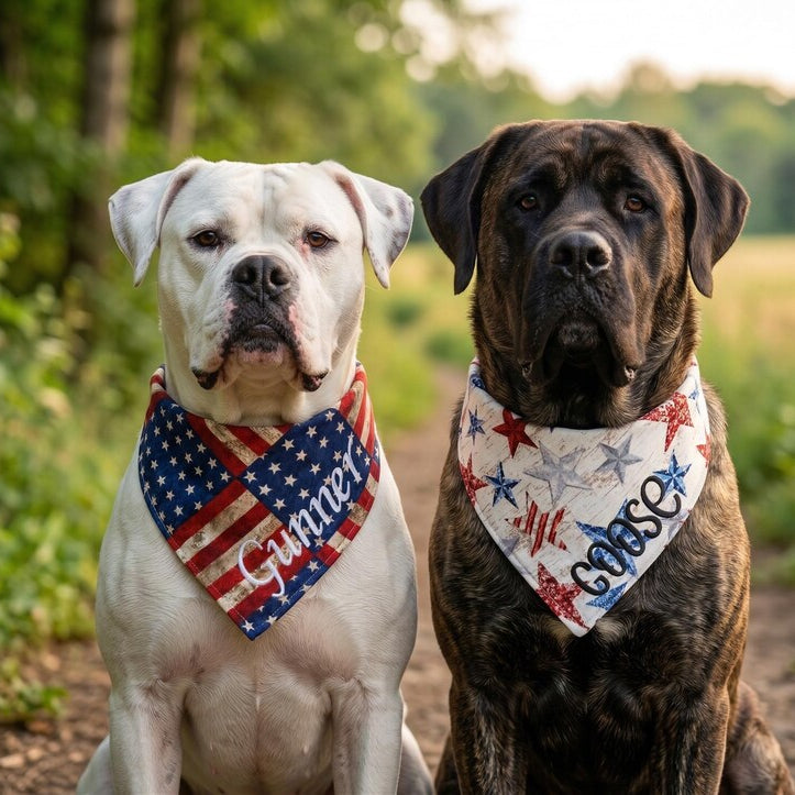 Personalized Patriotic Dog Bandanas