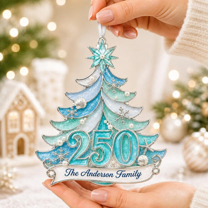 Personalized Sea Glass America 250th Christmas Ornament