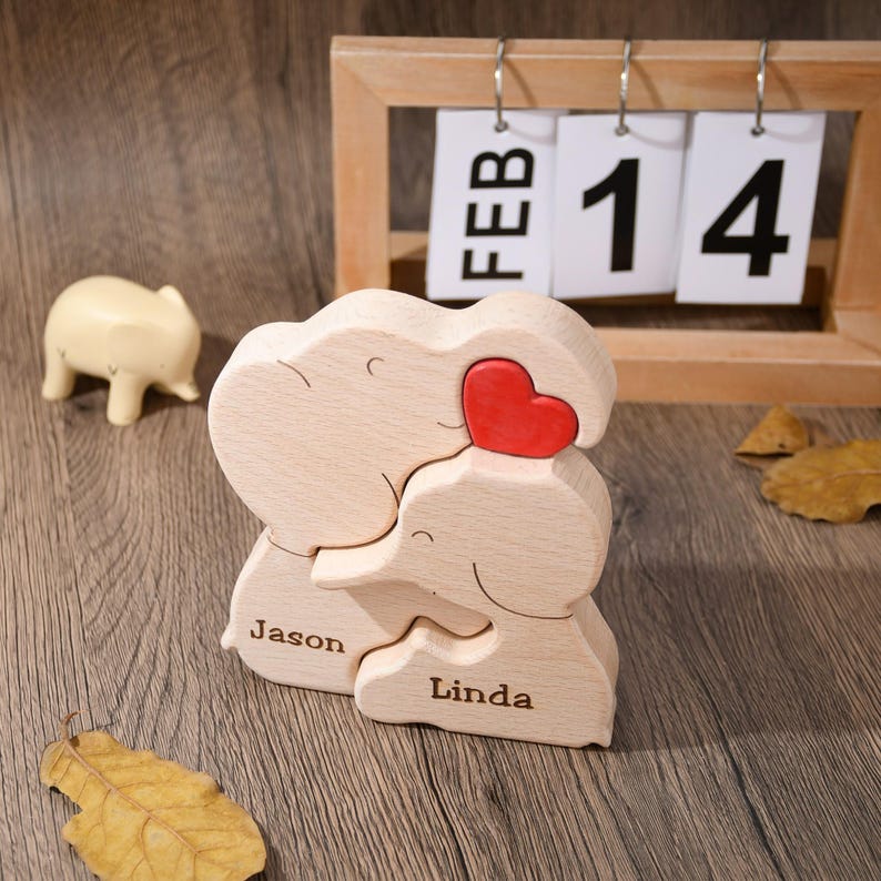🐘Wooden Elephant Family Puzzle – Animal Family Decor