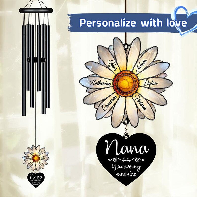 🌻 Personalized Nana Daisy Wind Chime