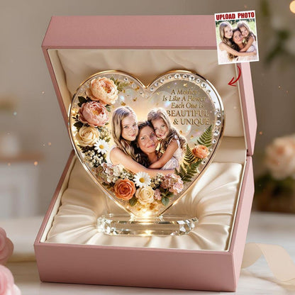 🌸 Personalized Photo Acrylic Plaque – A Mother Is Like a Flower