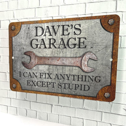 👨‍🔧 Father’s Day Gift – Custom Garage Sign | “Can’t Fix Stupid” Rust & Steel Design