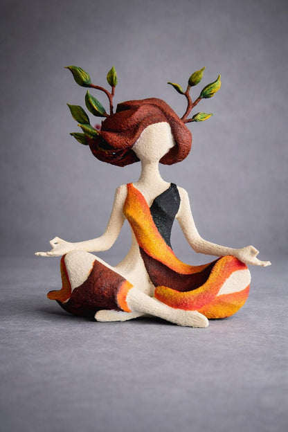 🌿 Unique Meditative Nature Goddess Sculpture – Spiritual Yoga Home Decor
