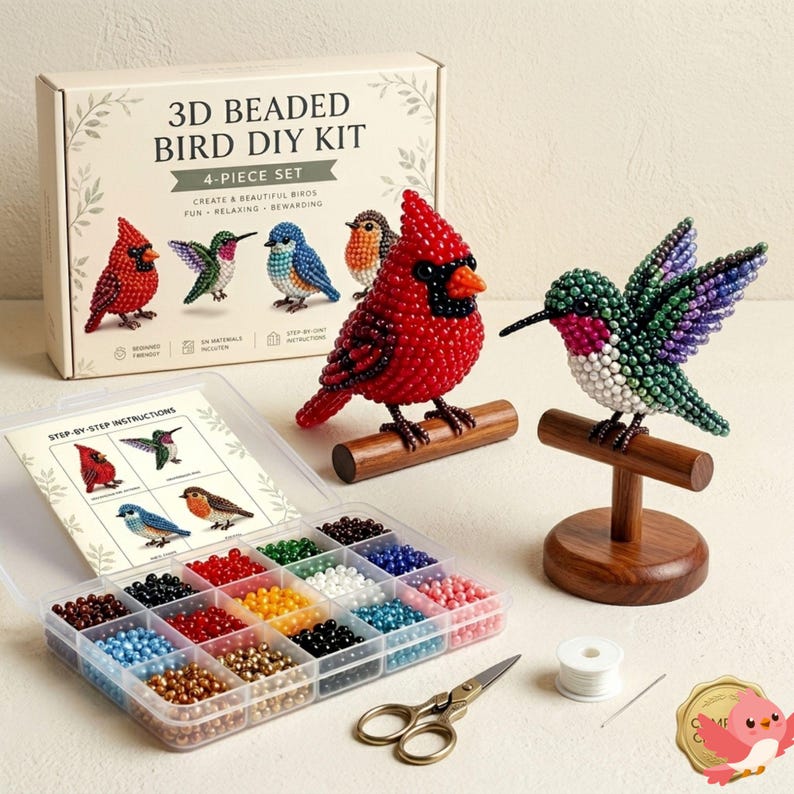 🧵✨Tiny 3D Beaded Animal DIY Kit