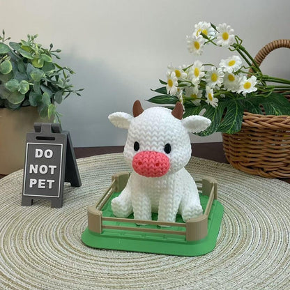 Emotional Support Cow Desk Buddy | Personalized Cow with Custom Wooden Sign