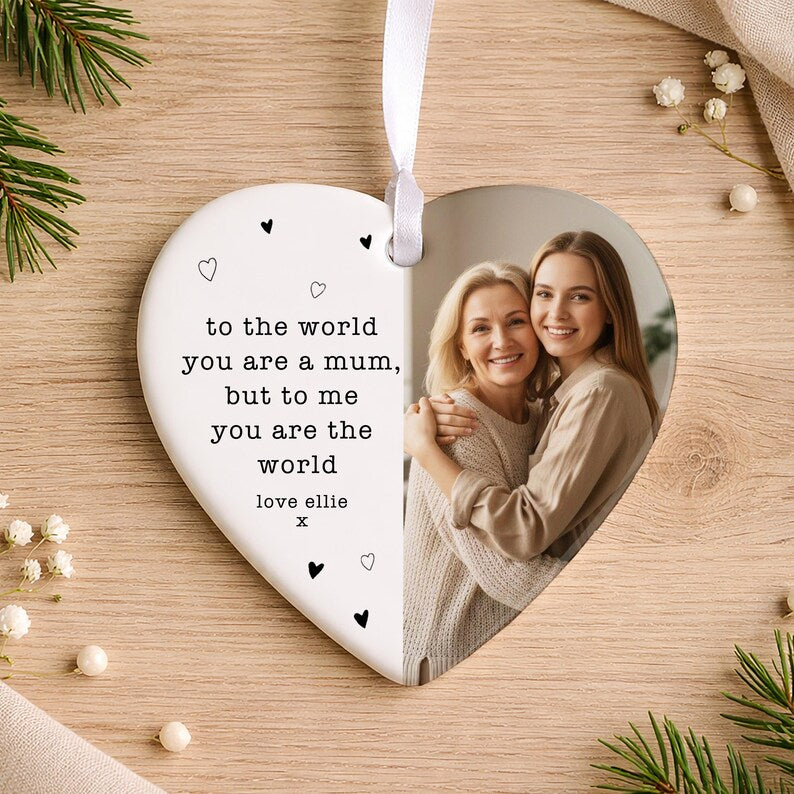 ❤️ Personalised Mum Photo Keepsake – Ceramic Hanging Heart