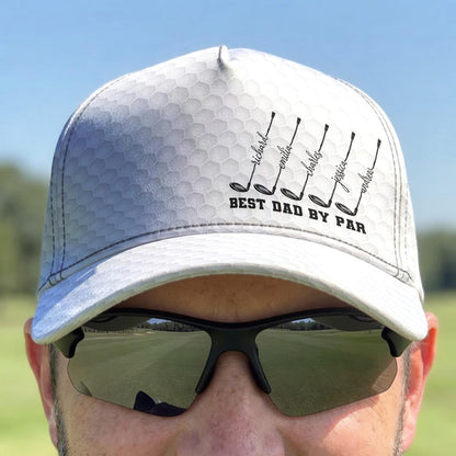 Personalized Best Dad By Par Cap, Grandpa Fathers Day Gift, Papa Name Golfing Gear, Husband Anniversary Keepsake