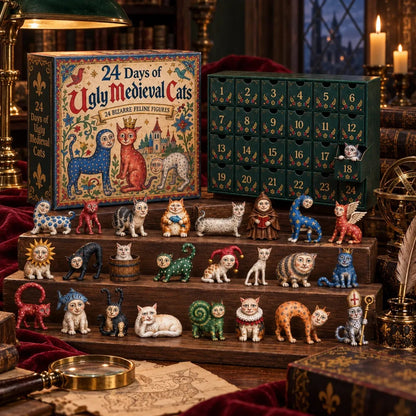 🐱 24 Days of Ugly Medieval Cats Advent Calendar – Bizarre Feline Blind Box Figures